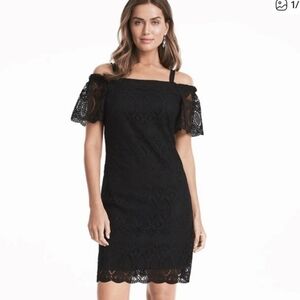 White House Black Market Cold Shoulder Crochet Mini Dress
